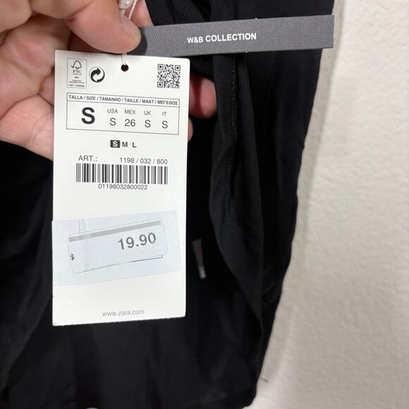 Zara Collection Womens Size Small Deep V Neck Cami Tank Top Black Sleeveless - Picture 5 of 7